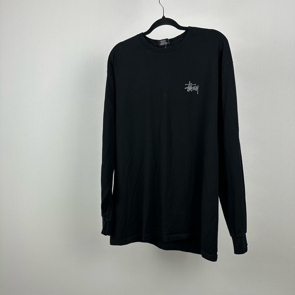 Stussy Black Long Sleeve Tee with Gray Logo - Picture 7 of 14